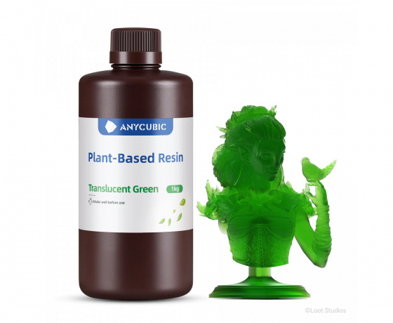 Фото 4 - Полупрозрачная Зеленая Эко Растительная Фотополимерная смола Anycubic translucent green 1кг
