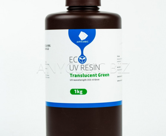 Фото 2 - Полупрозрачная Зеленая Эко Растительная Фотополимерная смола Anycubic translucent green 1кг