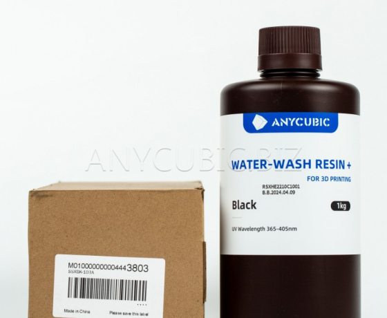 Фото 3 - Чорна Фотополімерна Смола що змивається водою | Anycubic Water-Wash Resin+ Black 1кг