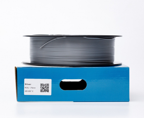 Фото 5 - Срібний PETG (ПЕТГ) coPET пластик для 3D принтера | silver PETG 1кг | 1.75мм | 330м
